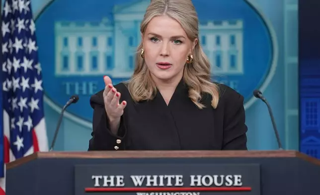 White House press secretary Karoline Leavitt speaks during a press briefing at the White House, Thursday, Dec. 11, 2025, in Washington. (AP Photo/Evan Vucci)