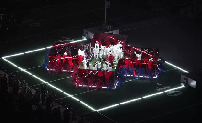 FILE - Kendrick Lamar performs during halftime of the NFL Super Bowl 59 football game between the Kansas City Chiefs and the Philadelphia Eagles in New Orleans on Feb. 9, 2025. (AP Photo/AJ Mast, File)