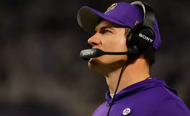 Minnesota Vikings head coach Kevin O'Connell watches during the second half of an NFL football game against the Detroit Lions, Thursday, Dec. 25, 2025, in Minneapolis. (AP Photo/Bruce Kluckhohn)