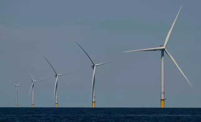 FILE - Wind turbines operate at Vineyard Wind 1 offshore wind farm off the coast of Massachusetts, July 19, 2025. (AP Photo/Carolyn Kaster, File)