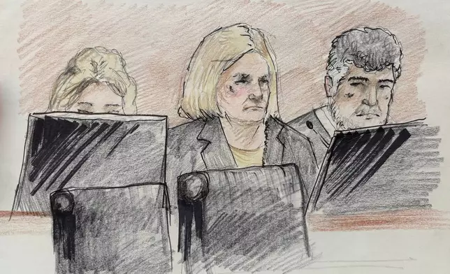 This courtroom sketch depicts Milwaukee County Circuit Judge Hannah Dugan in court on Monday, Dec. 15, 2025 in Milwaukee, Wis. (Adele Tesnow via AP, Pool)