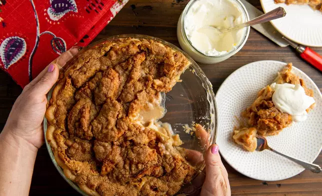 An Apple Streusel Pie is displayed in New York on Nov. 9, 2018. (Cheyenne M. Cohen via AP)