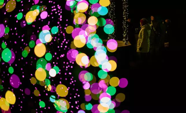 FILE - People visit the holiday lights display at the Cheekwood Estate and Gardens in Nashville, Tenn., Dec. 8, 2025. (AP Photo/George Walker IV, File)