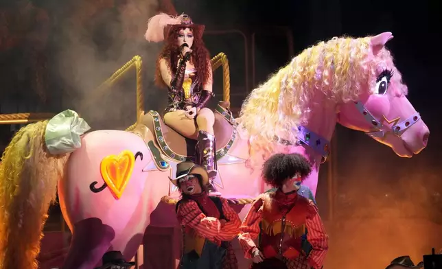 Chappell Roan performs "Pink Pony Club" during the 67th annual Grammy Awards in Los Angeles, Feb. 2, 2025. (AP Photo/Chris Pizzello, File)