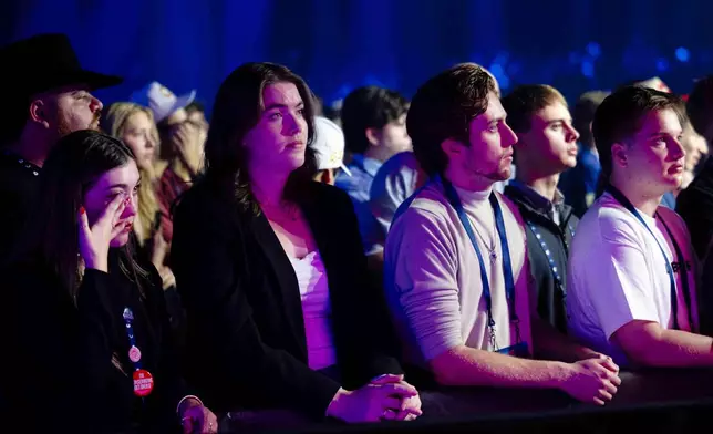 Attendees listen during Turning Point USA's AmericaFest 2025, Thursday, Dec. 18, 2025, in Phoenix. (AP Photo/Jon Cherry)