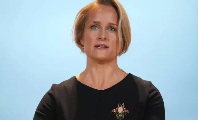 The new head of Britain's MI6 Blaise Metreweli makes her first public speech in London, Monday, Dec. 15, 2025. (AP Photo/Kirsty Wigglesworth,pool)