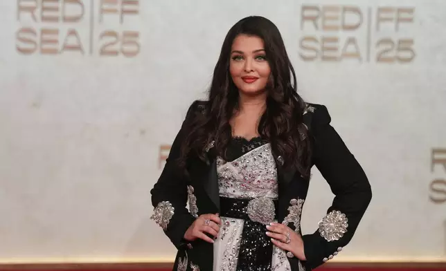 Aishwarya Rai Bachchan arrives for the opening of the Red Sea International Film Festival in Jeddah, Saudi Arabia, Thursday, Dec. 4, 2025. (AP Photo/Amr Nabil)