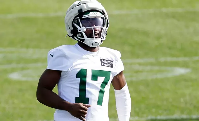 FILE - New York Jets cornerback Kris Boyd takes part in an NFL football training camp, July 23, 2025, in Florham Park, N.J. (AP Photo/Adam Hunger, File)