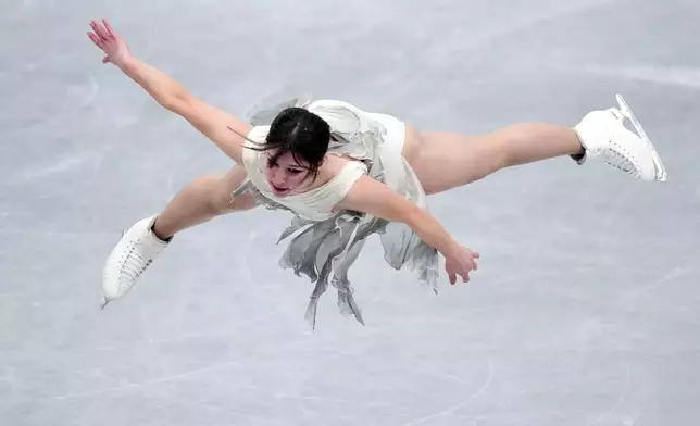 Alysa Liu, of the United States, competes in the women's short program segment at the ISU Grand Prix of Figure Skating Final in Nagoya, central Japan, Friday, Dec. 5, 2025. (AP Photo/Hiro Komae)