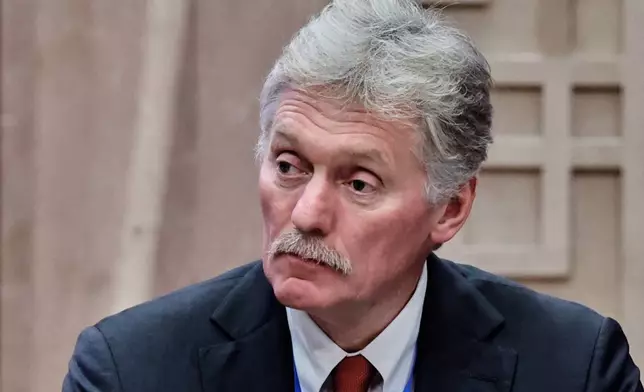 FILE- Kremlin spokesman Dmitry Peskov attends a Kyrgyzstan-Russia talk at the Administrative complex Yntymak-Manas Ordo, in Bishkek, Kyrgyzstan, Nov. 26, 2025. (Alexander Kazakov, Sputnik, Kremlin Pool Photo via AP, File)