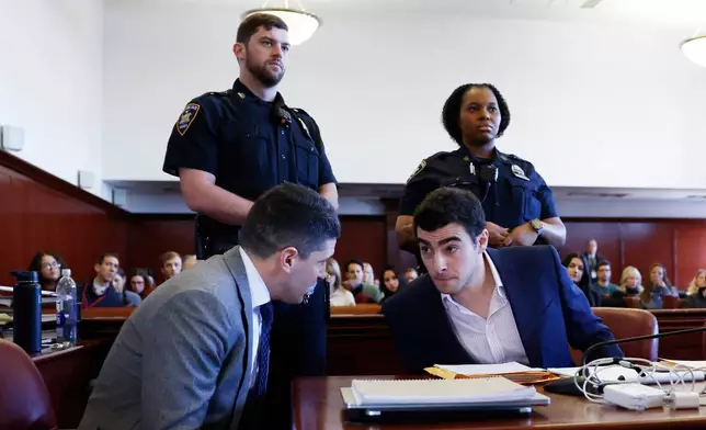 Luigi Mangione appears in Manhattan Criminal Court for an evidence hearing, Tuesday, Dec. 9, 2025, in New York. ( John Angelillo/Pool Photo via AP)