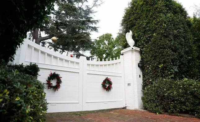 The entrance to Rob Reiner's residence is shown Monday, Dec. 15, 2025, in the Brentwood section of Los Angeles. (AP Photo/Caroline Brehman)