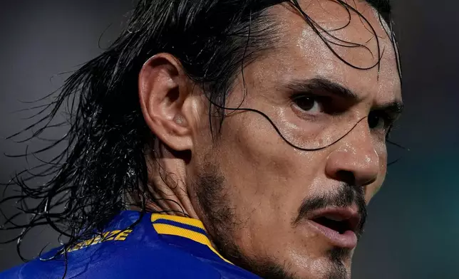 Edinson Cavani of Argentina's Boca Juniors plays a Copa Libertadores soccer match against Peru's Alianza Lima in Buenos Aires, Argentina, Feb. 25, 2025. (AP Photo/Gustavo Garello, File)