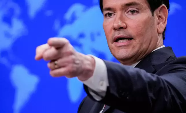 Secretary of State Marco Rubio speaks during a news conference at the State Department, Friday, Dec. 19, 2025, in Washington. (AP Photo/Julia Demaree Nikhinson)