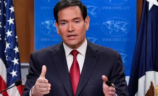 Secretary of State Marco Rubio speaks during a news conference at the State Department, Friday, Dec. 19, 2025, in Washington. (AP Photo/Julia Demaree Nikhinson)