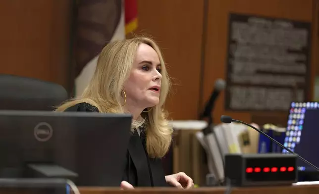 Judge Theresa R. McGonigle presides over the arraignment for Nick Reiner on murder charges for the deaths of his parents, Rob and Michele Reiner, Wednesday, Jan. 7, 2026, in Los Angeles. (Eric Thayer/Los Angeles Times via AP, Pool)