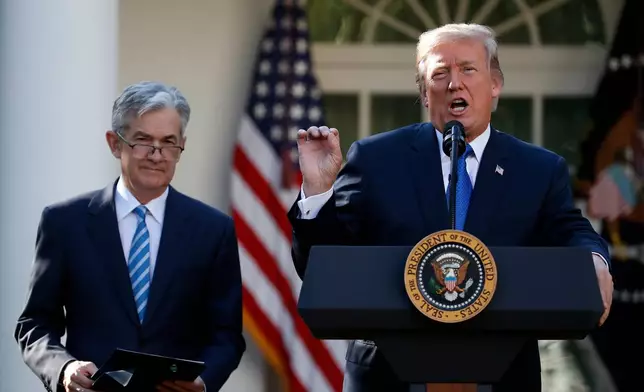 FILE - President Donald Trump announces Federal Reserve board member Jerome Powell as his nominee for the next chair of the Federal Reserve in the Rose Garden of the White House in Washington, Nov. 2, 2017. (AP Photo/Alex Brandon, File)