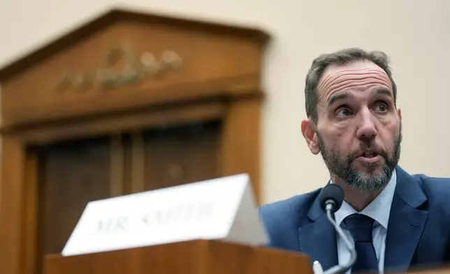 Former Justice Department special counsel Jack Smith testifies before the House Judiciary Committee at the Capitol in Washington, Thursday, Jan. 22, 2026. (AP Photo/Mark Schiefelbein)