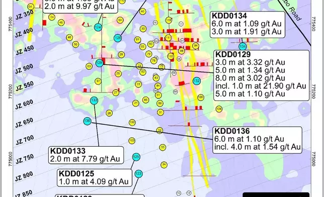 Figure 1: Jagger Zone Drill Hole Locations and Simplified Geology