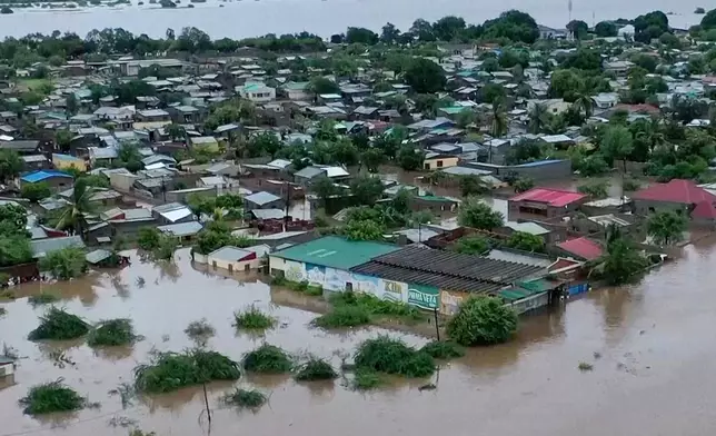 This image made from video shows the scene after flooding in Tete Province, Mozambique, Thursday, Jan. 15, 2026. (AP Photo)