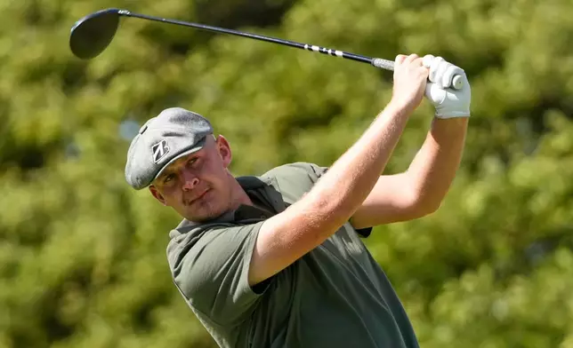 Harry Hall, of England, hits from the second tee during the third round of the Sony Open golf event at the Waialae Country Club in Honolulu, Saturday, Jan. 17, 2026. (AP Photo/Matt York)