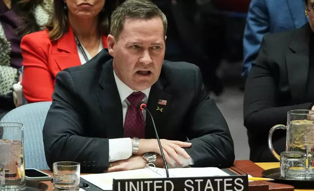 United States' Ambassador to the United Nations Michael Waltz addresses the Security Council Monday, Jan. 5, 2026 at U.N. headquarters. (AP Photo/Frank Franklin II)