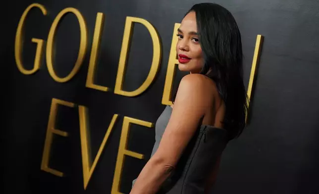 Tessa Thompson arrives at the Golden Globes Golden Eve on Tuesday, Jan. 6, 2026, at The Beverly Hilton Hotel, in Beverly Hills, Calif. (Photo by Jordan Strauss/Invision/AP)