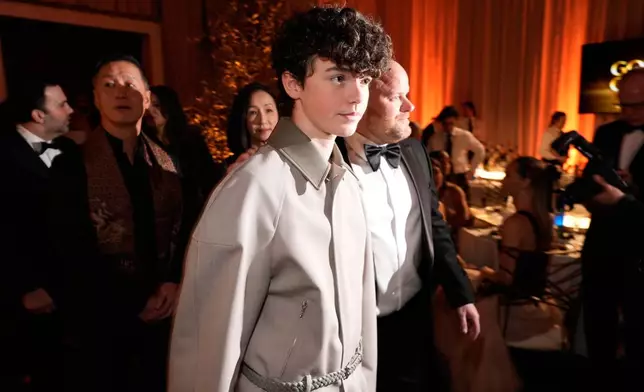 Owen Cooper arrives at the 83rd Golden Globes on Sunday, Jan. 11, 2026, at the Beverly Hilton in Beverly Hills, Calif. (AP Photo/Chris Pizzello)
