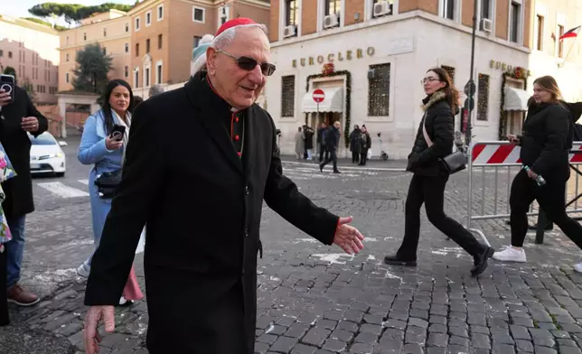 Cardinal Louis Raphael Sako arrives at the Vatican to take part in a consistory, a two-day gathering of the world's cardinals, called by Pope Leo XIV, Wednesday, Jan. 7, 2026. (AP Photo/Andrew Medichini)