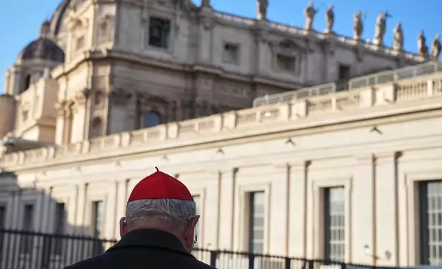 Cardinal Louis Raphael Sako arrives at the Vatican to take part in a consistory, a two-day gathering of the world's cardinals, called by Pope Leo XIV, Wednesday, Jan. 7, 2026. (AP Photo/Andrew Medichini)