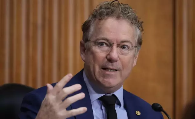 Sen. Rand Paul, R-Ky., speaks as Secretary of State Marco Rubio appears before the Senate Foreign Relations Committee, at the Capitol in Washington, Wednesday, Jan. 28, 2026. (AP Photo/J. Scott Applewhite)