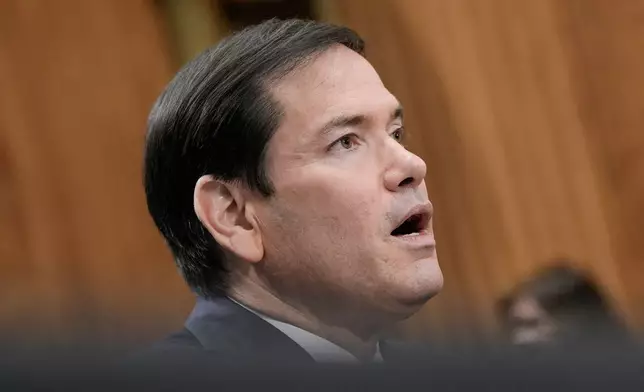 Secretary of State Marco Rubio speaks during a Senate Foreign Relations Committee, on Capitol Hill, Wednesday, Jan. 28, 2026, in Washington. (AP Photo/Mariam Zuhaib)