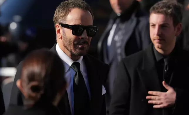 Tom Ford arrives to attend the funeral of fashion designer Valentino Garavani at the St. Mary of Angels Basilica, in Rome, Friday, Jan. 23, 2026. (AP Photo/Andrew Medichini)