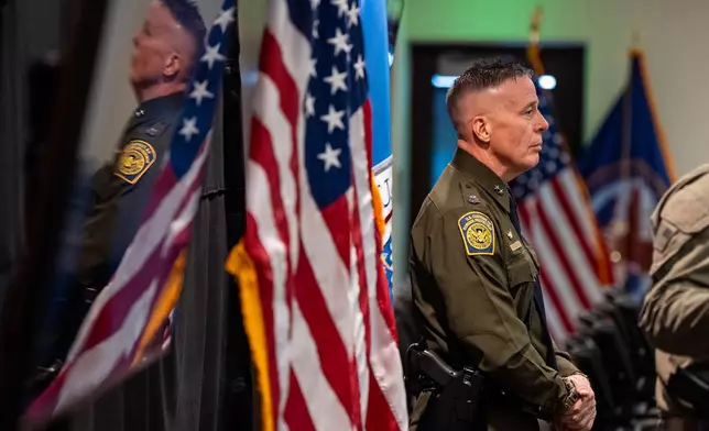 U.S. Border Patrol Cmdr. Gregory Bovino stands during a news conference Tuesday, Jan. 20, 2026, in Minneapolis. (AP Photo/Angelina Katsanis)