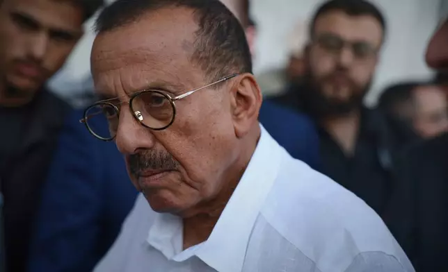 FILE - Emirati business magnate Khalaf al-Habtoor, chairman of the Al Habtoor Group, visits the Umayyad Mosque as part of a delegation trip to explore investment opportunities in Syria, in the Old City of Damascus on Tuesday, Sept. 9, 2025. (AP Photo/Omar Albam, File)