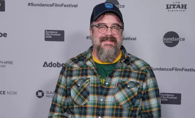 Director Macon Blair attends the premiere of "The Shitheads" during the Sundance Film Festival on Friday, Jan. 23, 2026, at Library Center Theatre in Park City, Utah. (Photo by Charles Sykes/Invision/AP)