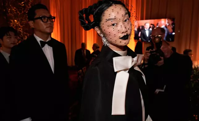 Audrey Nuna arrives at the 83rd Golden Globes on Sunday, Jan. 11, 2026, at the Beverly Hilton in Beverly Hills, Calif. (AP Photo/Chris Pizzello)