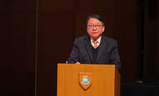 Mr Eric Kwok-ki Chan, Chief Secretary for Administration, delivers his speech at the forum. Photo source: HKU