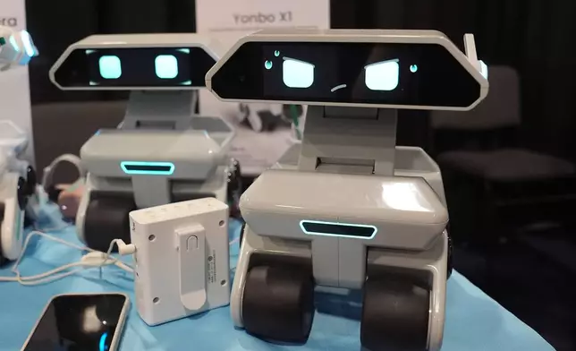 Yonbo X1 robots are pictured at the X-Orgin booth during the CES Unveiled tech show Sunday, Jan. 4, 2026, in Las Vegas. (AP Photo/Abbie Parr)
