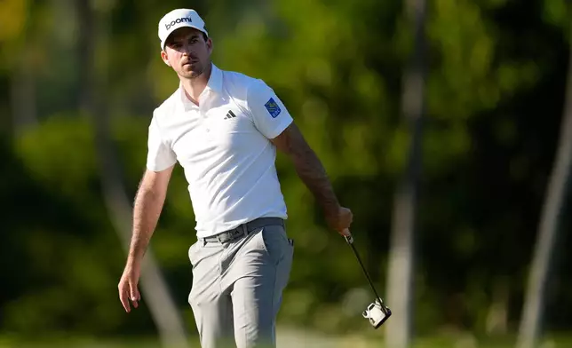 Nick Taylor, of Canada, hits on the 13th hole during the second round of the Sony Open golf event at the Waialae Country Club in Honolulu, Friday, Jan. 16, 2026. (AP Photo/Matt York)