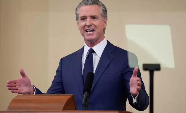 California Gov. Gavin Newsom speaks during his State of the State address Thursday, Jan. 8, 2026, in Sacramento, Calif. (AP Photo/Godofredo A. Vásquez)