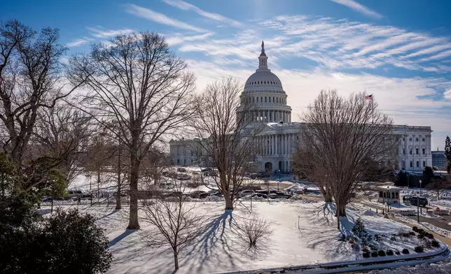 The Capitol is seen from the Russell Senate Office Building as lawmakers argue on whether to move forward with the spending legislation that funds the Department of Homeland Security, at the Capitol in Washington, Thursday, Jan. 29, 2026. (AP Photo/J. Scott Applewhite)