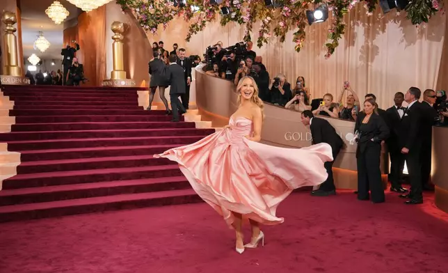 Nikki Glaser arrives at the 83rd Golden Globes on Sunday, Jan. 11, 2026, at the Beverly Hilton in Beverly Hills, Calif. (Photo by Jordan Strauss/Invision/AP)