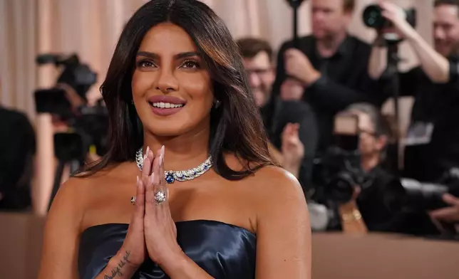 Priyanka Chopra Jonas arrives at the 83rd Golden Globes on Sunday, Jan. 11, 2026, at the Beverly Hilton in Beverly Hills, Calif. (Photo by Jordan Strauss/Invision/AP)