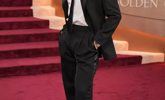 Connor Storrie arrives at the 83rd Golden Globes on Sunday, Jan. 11, 2026, at the Beverly Hilton in Beverly Hills, Calif. (Photo by Jordan Strauss/Invision/AP)