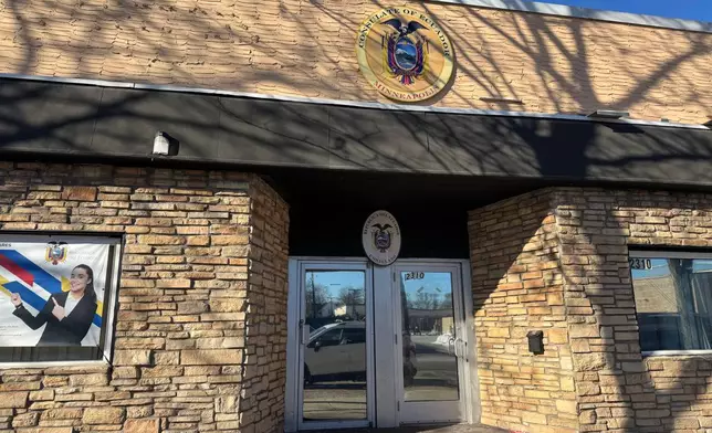 The Ecuadorian consulate stands in Minneapolis, Jan. 28, 2026. (AP Photo/Jack Brook)