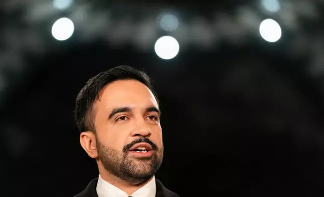 New York Mayor Zohran Mamdani speaks after taking the oath of office, Thursday, Jan. 1, 2026, in New York. (AP Photo/Yuki Iwamura)