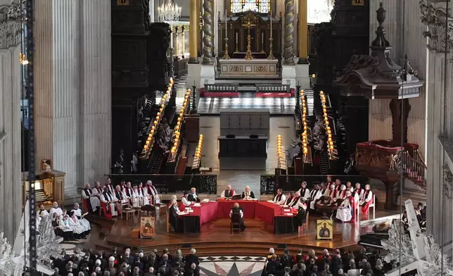 The Confirmation of Election ceremony legally confirming Dame Sarah Mullally as the new Archbishop of Canterbury, at St Paul's Cathedral, central London, Wednesday Jan. 28, 2026. (Gareth Fuller/Pool via AP)
