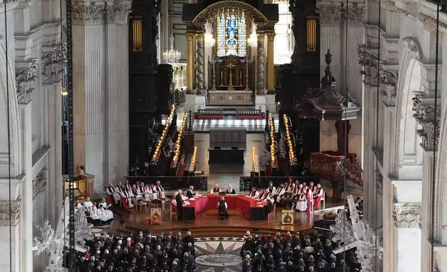 The Confirmation of Election ceremony legally confirming Dame Sarah Mullally as the new Archbishop of Canterbury, at St Paul's Cathedral, central London, Wednesday Jan. 28, 2026. (Gareth Fuller/Pool via AP)