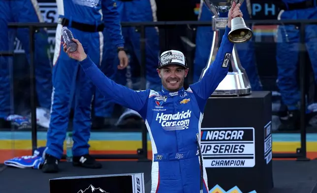 FILE - NASCAR Cup Series driver Kyle Larson during a NASCAR Cup Series auto race Nov. 2, 2025, in Avondale, Ariz. (AP Photo/Rick Scuteri, File)